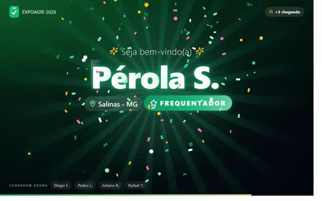 Telão de boas-vindas recebendo um visitante pelo nome
